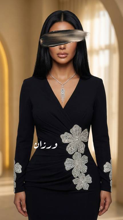 فستان سهره ماسك باكمام طويله 