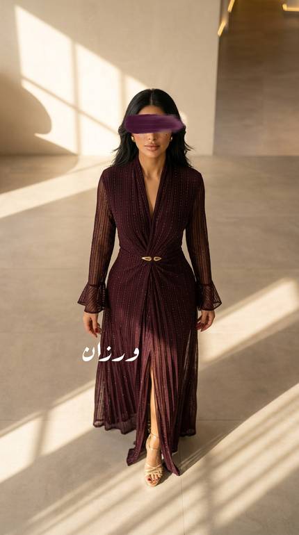 فستان سهره لامع  واكمام شفافه