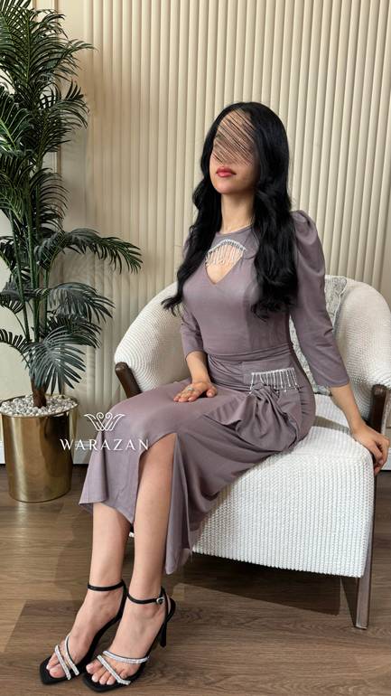 فستان استريتش مع كرستال هدب 