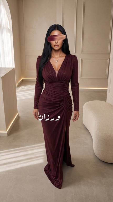  فستان سهرة بكسرات بتصميم درابيه فاخر