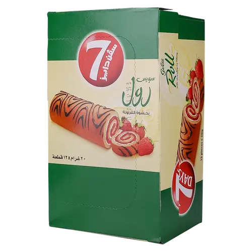 سفن دايز سويس رول ميني فراولة علبة 12 حبة 20جم