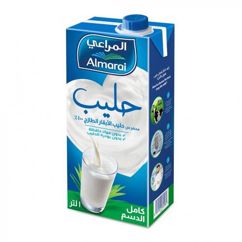 المراعي حليب طويل الأمد كامل الدسم 1 لتر