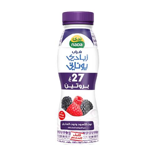 ندى شراب زبادي يوناني بالتوت  27غرام بروتين 330ملي