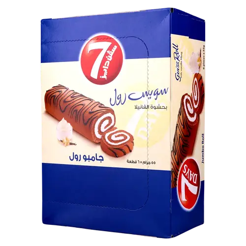 لوزين سفن دايز سويس رول كيك شوكولاتة بحشوة الفانيلا 12•20غرام