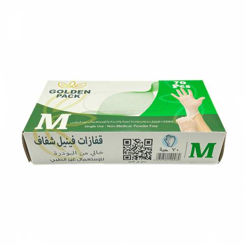 قفاز فينيل M جولدن باك 10 علب 70x حبة