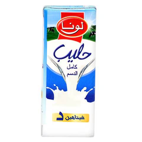 لونا حليب سادة كامل الدسم عبوة كرتونية 200ملي