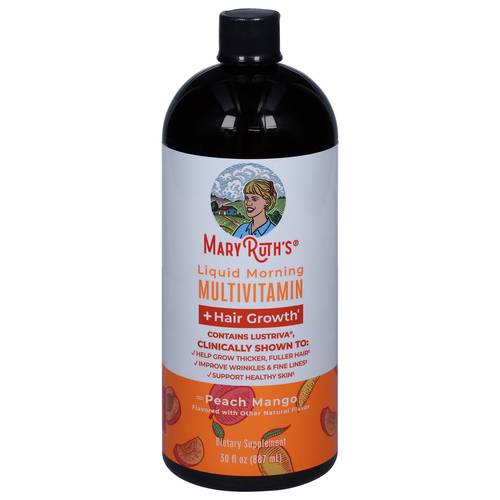 MaryRuth’s – فيتامينات سائلة متعددة + دعم نمو الشعر (نكهة الخوخ والمانجو) - 887ml