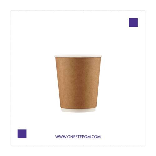 كوب ورقي بني سادة مزدوج مع الغطاء 500X8oz