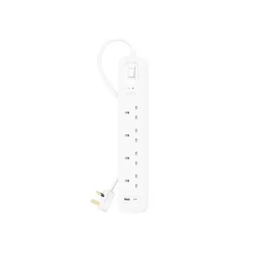 توصيلة بيلكن 4 منافذ طاقة مع منفذ تايب سي PD بقوة 18 واط ومنفذ USB-A