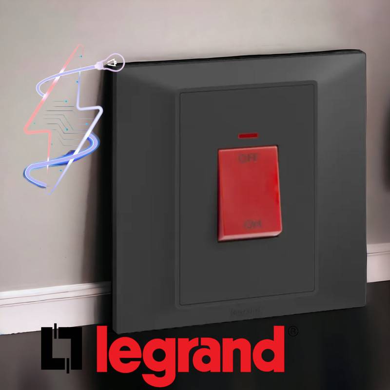 Legrand Belanko Black AC Switch 45A with Neon