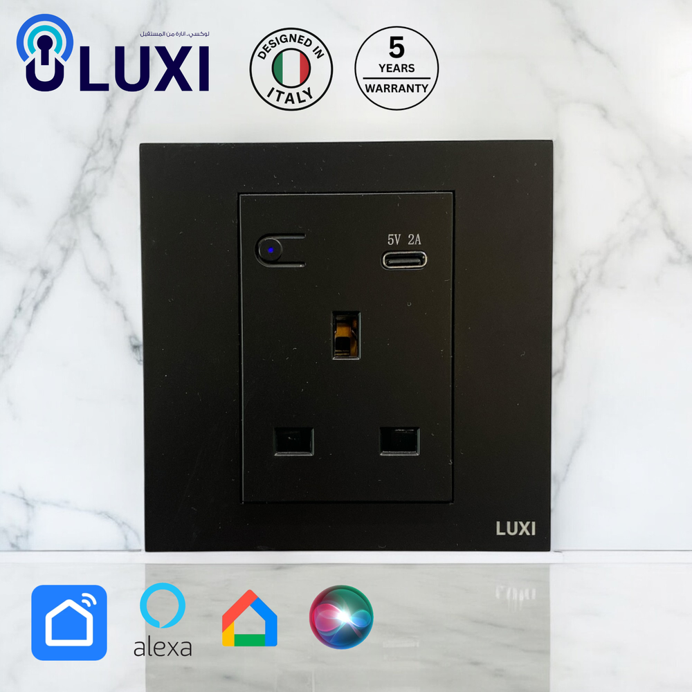 فيش USB-C ذكي SMART لوكسي (LUXI) ابيض/اسود