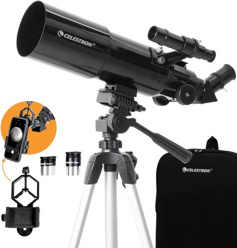 منظار ( تلسكوب ) كاسر أفقي بقطر 80ملم مع شنطة نوع سلسترون ترفل سكوب – Celestron Telescope Travel Scope 80mm & Backpack