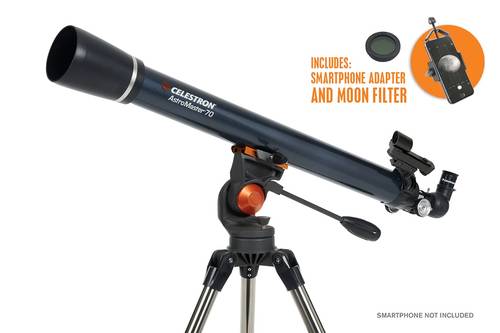 منظار (تلسكوب) كاسر أفقي بقطر 70ملم نوع استروماستر مع حامل جوال وفلتر للقمر / Celestron Telescope ASTROMASTER 70AZ TELESCOPE WITH PHONE ADAPTER AND MOON FILTER