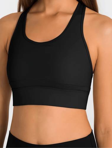 Running bra, High supoort hook-and- eye closure (Black) 