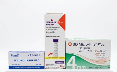 mounjaro 15 mg pen+bd micro 4 mm box +alcohol swab box 100 swabs