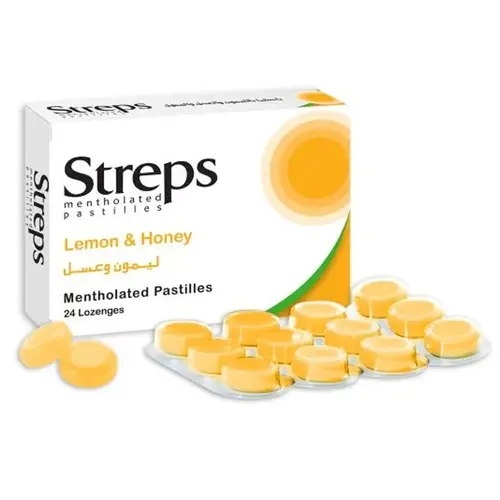 Streps Mentholated Pastilles Lemon & Honey 24 Pastilles 