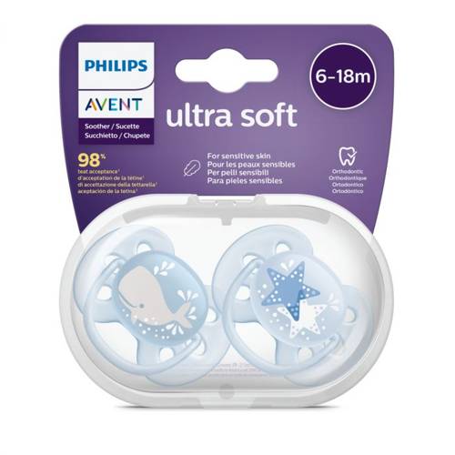 Avent Soother Ultra Air Night 6-18M Boys 2Pcs 