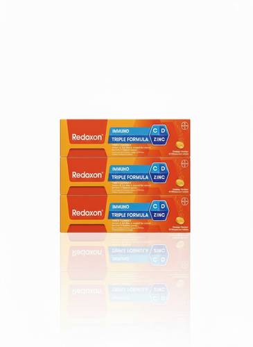 Redoxon Immuno Triple Formula (Vit C&D&Zinc)3 Boxes* 15 Effervescent Tablets
