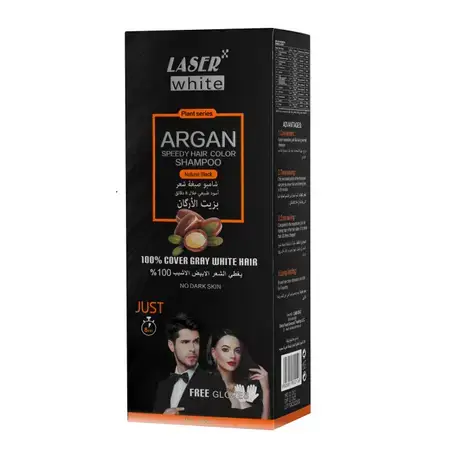 Laser White Argan Hair Color Shampoo N Black 420Ml