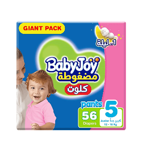 بيبي جوي كلوت مقاس 5 جاينت جونيور (15-22 كجم) 56 قطعة 