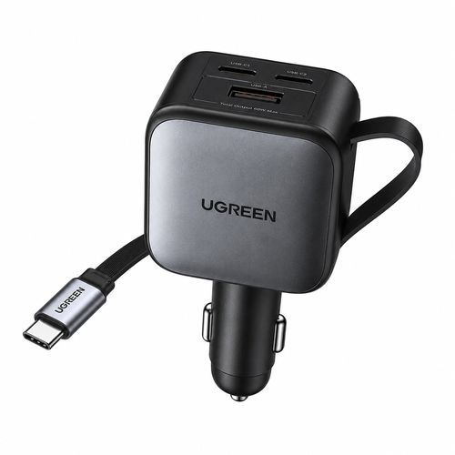 UGREEN Nexode 60W Fast Car Charger with Retractable Cable
