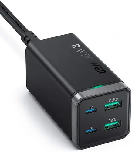 RAVPower PD Pioneer 65W GaN 4-Port Desktop Charger – شاحن مكتبي GaN بأربع منافذ
