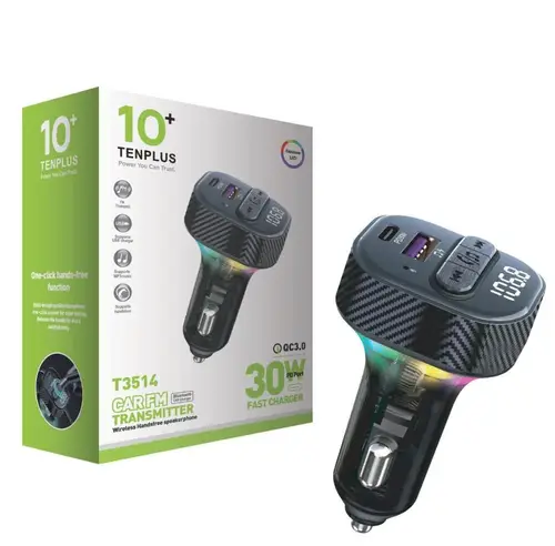 TENPLUS T3514 Car FM Transmitter Bluetooth QC3.0 + PD 30W