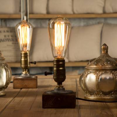 أضواء الطاولة LED الصناعية مع التبديل الخشب لمبة مكتب ديكور المنزل الرجعية الإبداعية الفن هدية ضوء الليل