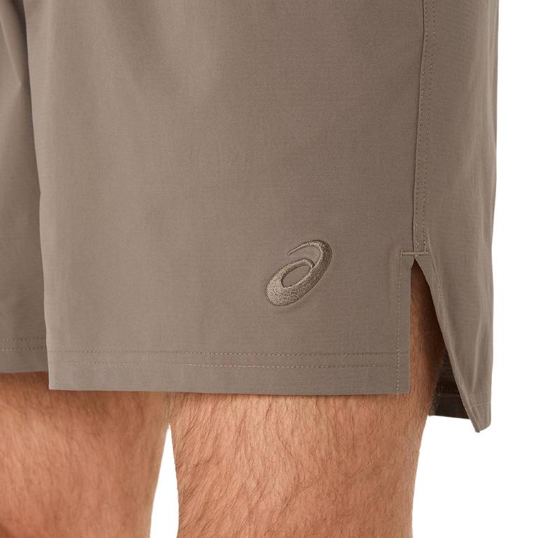 TAUPE GREY DOUBLE WEAVE 7IN SHORT - S