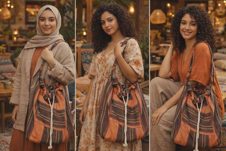 Orange striped Crossbody/Shoulder bag