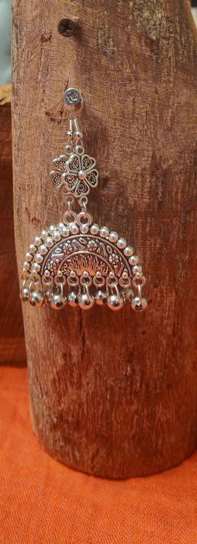 Long indian style silver color earrings