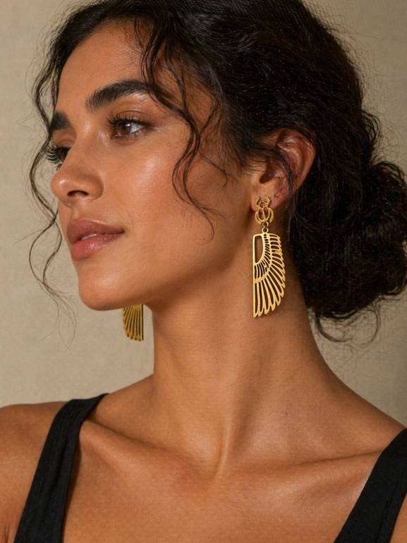 Scarab gold plated brass earrings