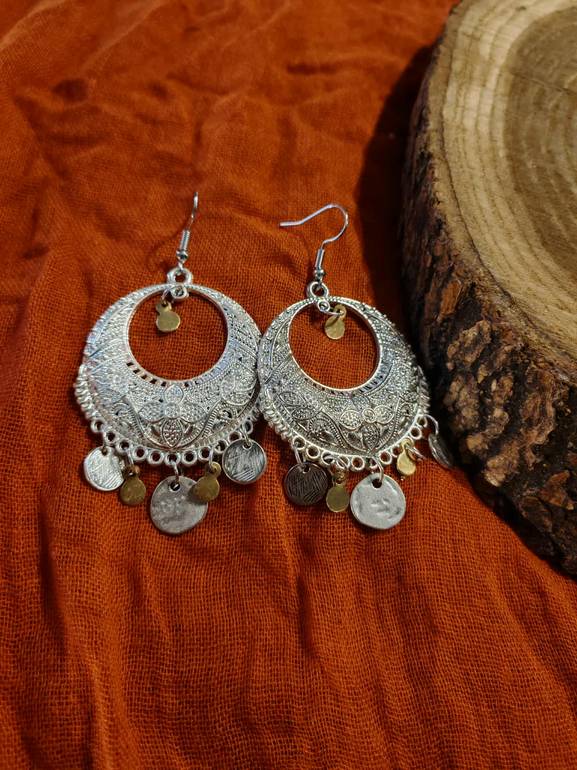 Chandbali silver plated earrings