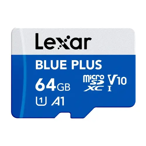 بطاقة ذاكرة ليكسار Blue Plus مايكرو SDXC بسعة 64 جيجا مع محول (سرعة قراءة تصل إلى 100 ميجابايت/ثانية)