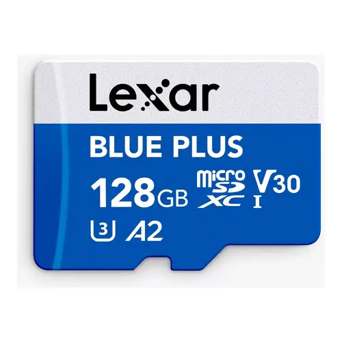 بطاقة ذاكرة ليكسار Blue Plus مايكرو SDXC بسعة 128 جيجا مع محول (سرعة قراءة تصل إلى 170 ميجابايت/ثانية)