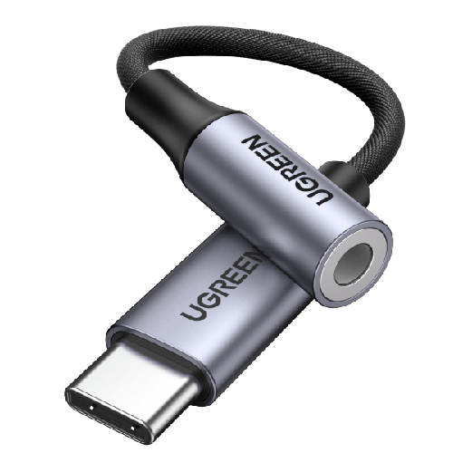 وصلة يوجرين من USB-C إلى منفذ صوت 3.5 ملم أسود