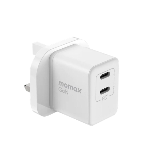 شاحن جداري موماكس ميني 35 واط منفذين USB-C أبيض