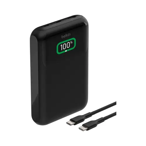 شاحن متنقل بيلكن 20000 مللي أمبير  65 واط 2 منفذ تايب سى ومنفذ USB - أسود