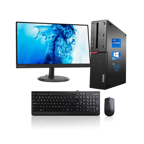 لينوفو -  ThinkCentre M900 كمبيوتر مكتبي  | انتل Intel Core i7-6700 | رام 32GB | ذاكرة تخزين 1TB | واي فاي | ويندوز Windows 10 Pro مع جميع الملحقات + شاشه 22 انش (مجدد) ضمان سنه 