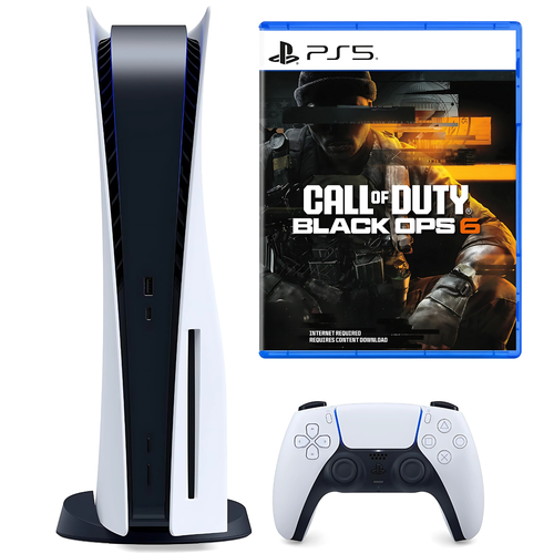 PlayStation 5 Disc Edition with DualShock 5 Controller + Call of Duty: Black Ops 6 Game (Renewed) 1 Year Warranty