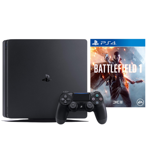 بلايستيشن 4 ذاكرة 500 قيقا مجدد مع وحدة تحكم ديوال شوك 4 ضمان 12 شهر +شريط Battlefield 1