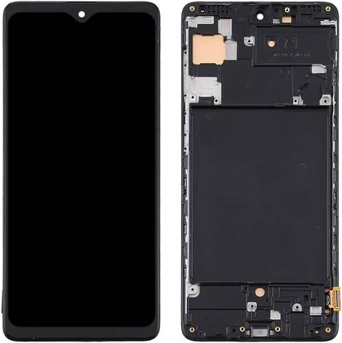 قطعة تبديل شاشة LCD مع الاطار رقمي لشاشة اللمس لهاتف Samsung Galaxy A71 A715 -A715F -A715FD (6.7 بوصة أسود مع إطار)