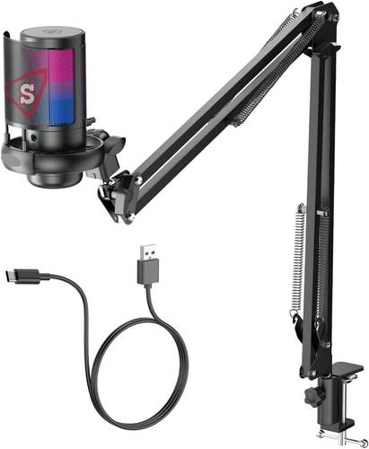 Spark Gaming Microphone, USB Computer Microphone for Broadcasting, Podcasting, Recording, Desktop Condenser Microphone for PC on Mac/PS4/PS5, with RGB Control, CS60