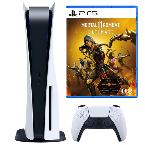 PlayStation 5 Disc Edition with DualShock 5 Controller + Mortal Kombat 11 Ultimate Edition (Renewed) 1 Year Warranty