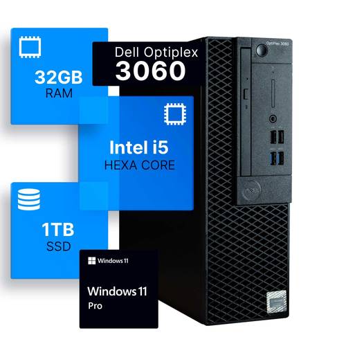 Dell Optiplex 3060 كمبيوتر سطح المكتب  Intel I5-8500  | 32GB DDR4| 1TB SSD |  Windows 11 Professional  كمبيوتر المنزل أو المكتب (مجدد)