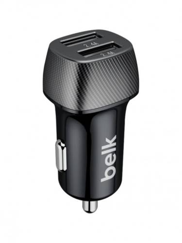 Belk Car Charger (12W/Watt). Charging power (2.4A/Ampere). Two USB ports for charging devices.