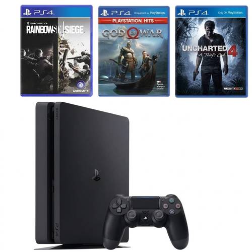 Sony PlayStation 4 - 500 GB with Uncharted 4, God of War RAINBOWS SIEGE + 3 