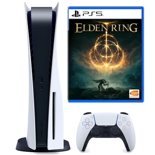 PlayStation 5 Disc Edition with DualShock 5 Controller + Elden Ring (Renewed) 1 Year Warranty