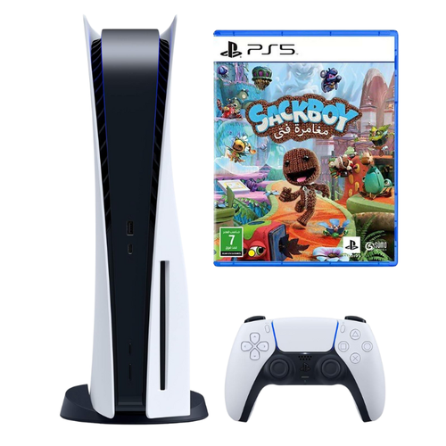 جهاز بلايستيشن 5 نسخة الاقراص مجدد مع وحدة تحكم ديوال شوك +شريط Sackboy: A Big Adventure  ضمان سنه