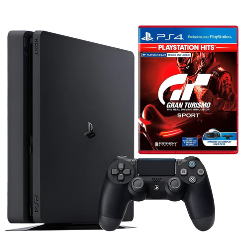 Sony PlayStation 4 Slim 500GB with Gran Turismo Sport (Refurbished) (1 Year Warranty)